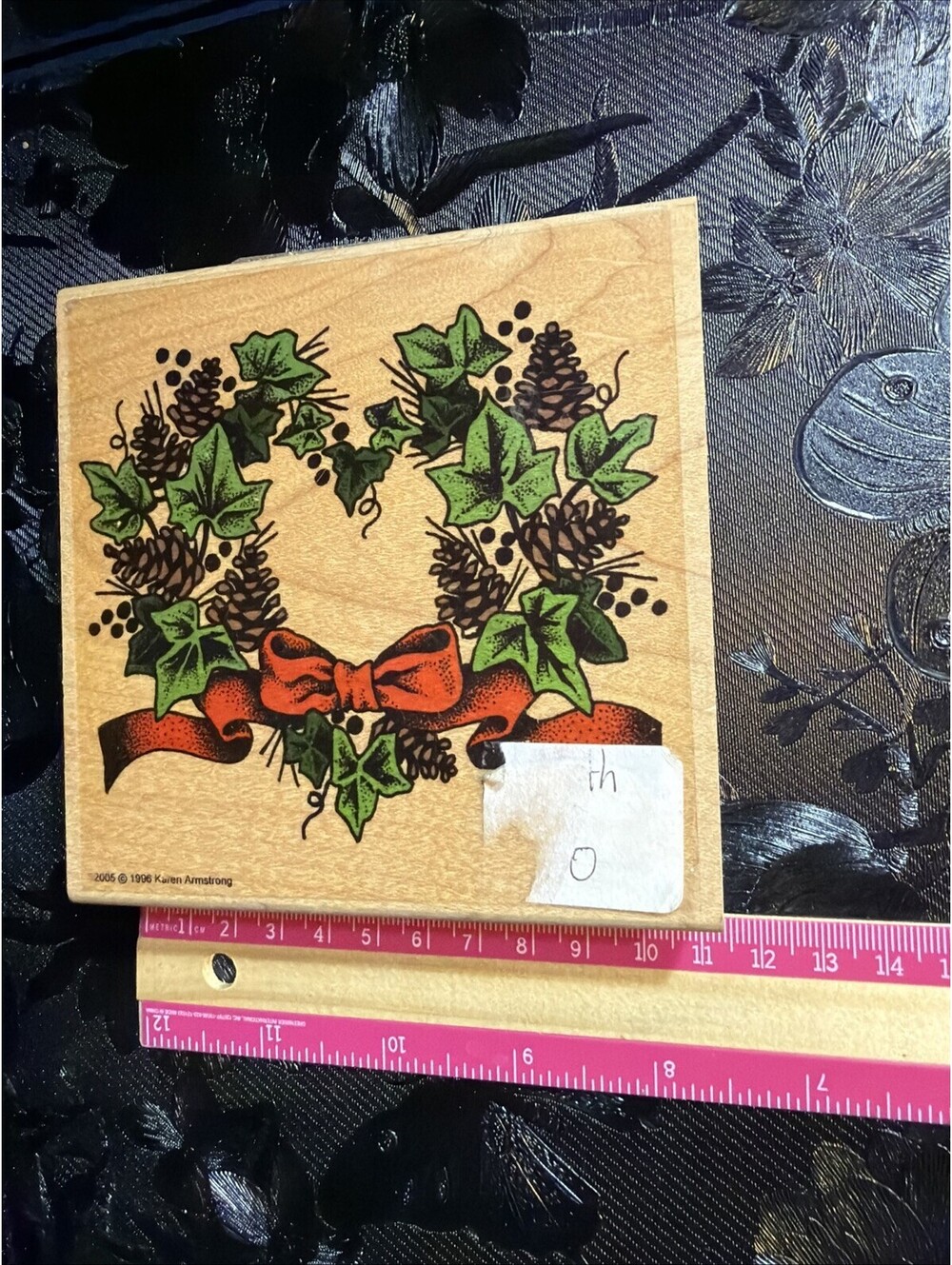Graphistamp Christmas PineCone Ivy Heart Wreath Rubber Stamp
